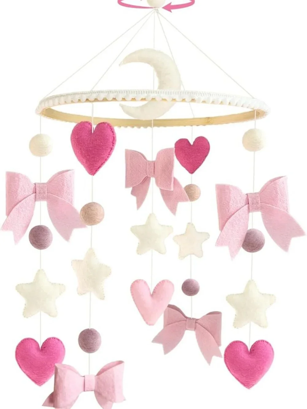 Pink Bow Baby Crib Mobile - Adorable Nursery Decor for Girls, Perfect Gift!